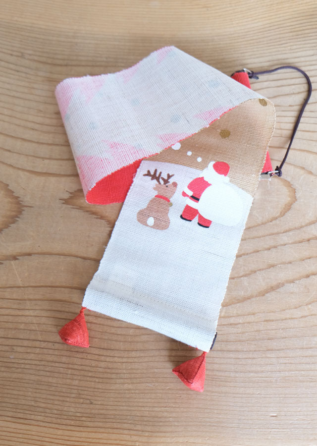 Hand-dyed Linen Japanese Small Tapestry - Christmas Night -, Kyoto Noren, Japanese wall hanging scroll