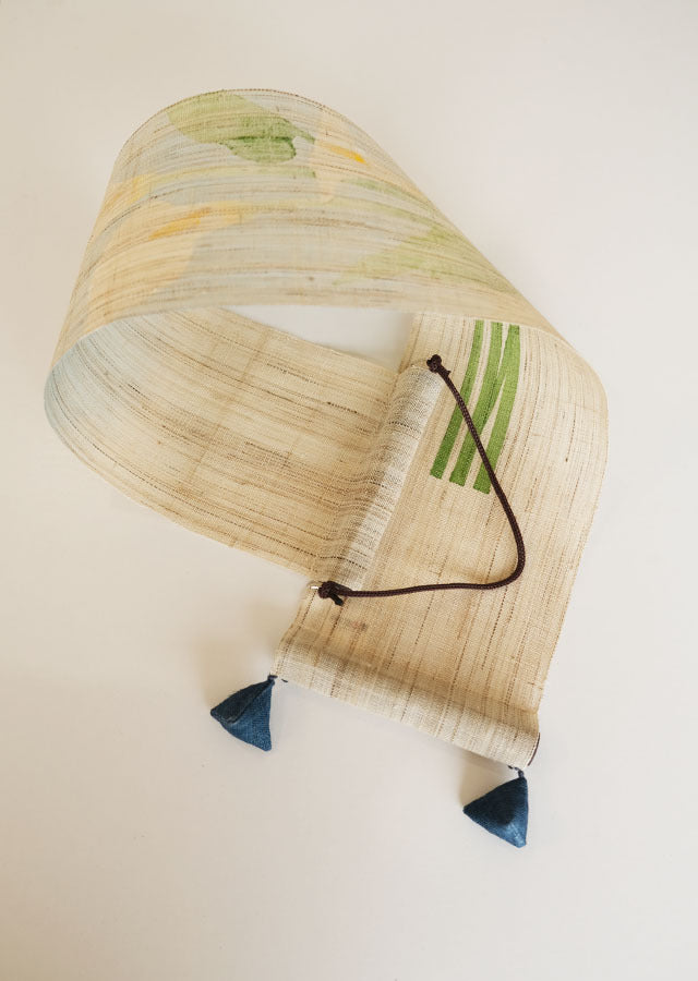 Hand-dyed Linen Japanese Small Tapestry - Calla Lily -, Kyoto Noren, Japanese wall hanging scroll