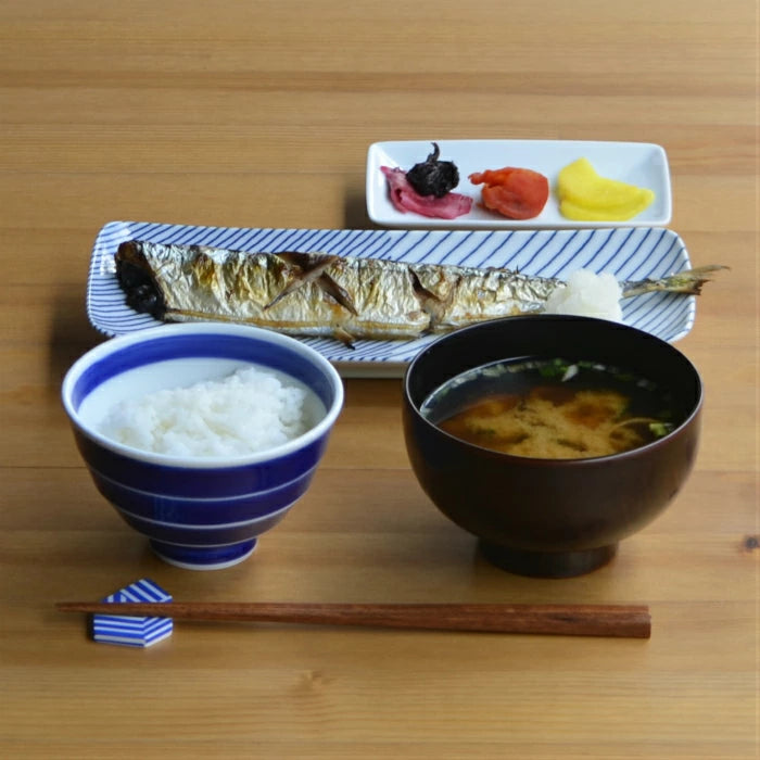 Hasami Yaki(ware) Plate Set of 2pcs - Striped Pattern -, Japanese Hasami ware plate