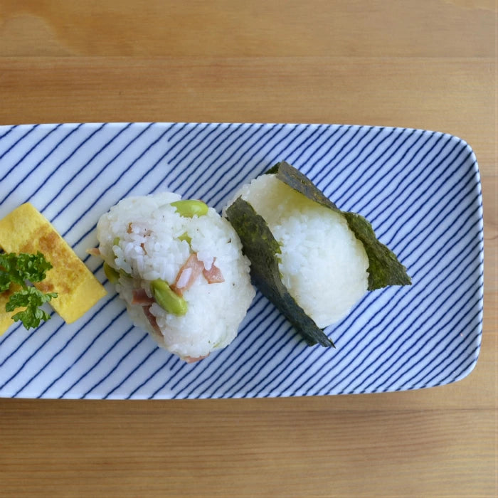 Hasami Yaki(ware) Plate Set of 2pcs - Striped Pattern -, Japanese Hasami ware plate