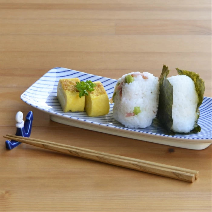Hasami Yaki(ware) Plate Set of 2pcs - Striped Pattern -, Japanese Hasami ware plate