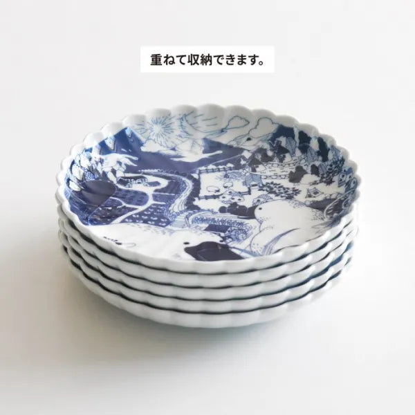 Hasami Yaki(ware) Plate Set of 4pcs - Animal -, Japanese Hasami ware plate