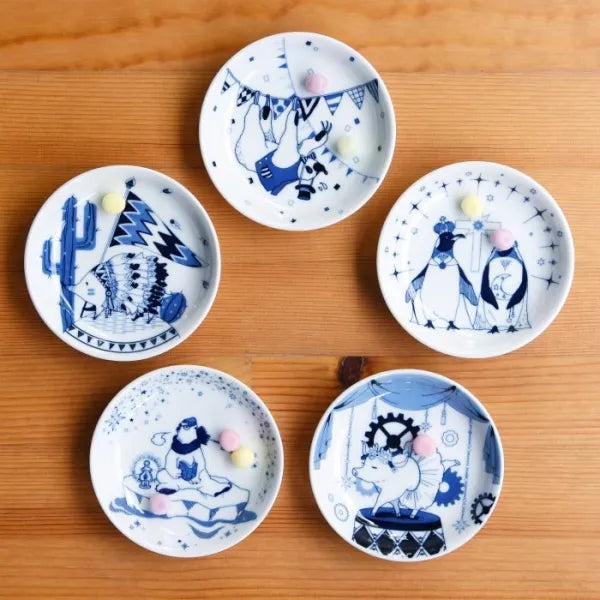 Hasami Yaki(ware) Small Plate Set of 5pcs - Animal -, Japanese Hasami ware plate