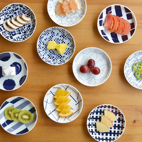 Hasami Yaki(ware) Small Plate Set of 7pcs - Various Patterns -, Japanese Hasami ware plate