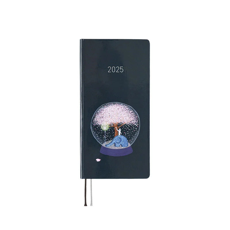 Sale! Hobonichi Techo 2025 Hiroko Kubota: Night Cherry Blossom Snow Globe Weeks Hardcover Book / Weekly Horizontal / January start / Monday start - English Edition