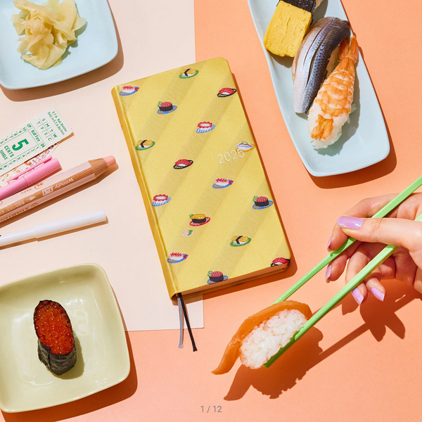 Sale! Hobonichi Weeks MEGA, Hobonichi Techo 2025 Bow & Tie: Sushi Weeks Mega Hardcover Book / Weekly Horizontal / January start / Monday start - English Edition