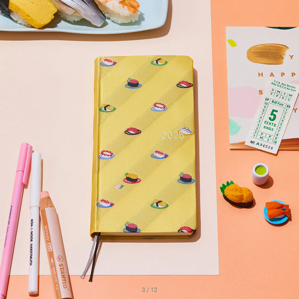Sale! Hobonichi Weeks MEGA, Hobonichi Techo 2025 Bow & Tie: Sushi Weeks Mega Hardcover Book / Weekly Horizontal / January start / Monday start - English Edition