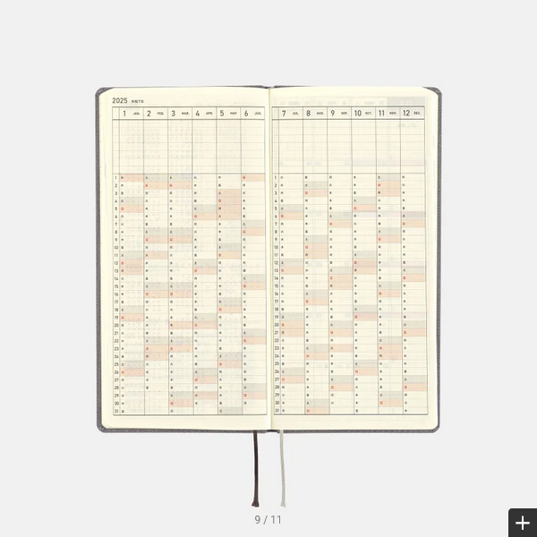Sale! Hobonichi Techo 2025 Colors: Smoke Gray Weeks Hardcover Book / Weekly Horizontal / January start / Monday start - English Edition