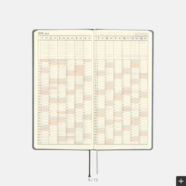 Sale! Hobonichi Weeks MEGA, Hobonichi Techo 2025 Colors: Smoke Gray Weeks Mega Hardcover Book / Weekly Horizontal / January start / Monday start - English Edition