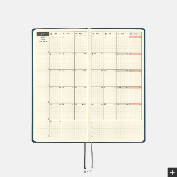 Hobonichi Techo 2025 Colors: Star Dust Weeks Hardcover Book / Weekly Horizontal / January start / Monday start - English Edition