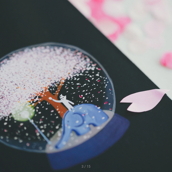 Sale! Hobonichi Techo 2025 Hiroko Kubota: Night Cherry Blossom Snow Globe Weeks Hardcover Book / Weekly Horizontal / January start / Monday start - English Edition