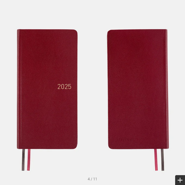 Hobonichi Techo 2025 Leather: Pomegranate Weeks Hardcover Book / Weekly Horizontal / January start / Monday start - English Edition