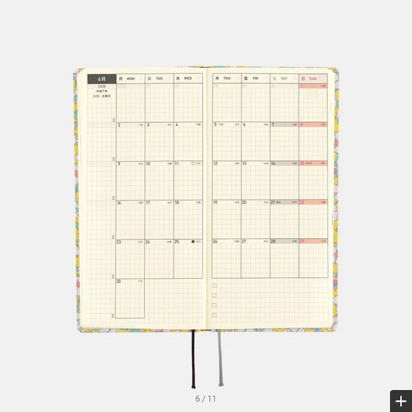 Sale! Hobonichi Techo 2025 Liberty Fabrics: Paysanne Blossom Weeks Hardcover Book / Weekly Horizontal / January start / Monday start - English Edition