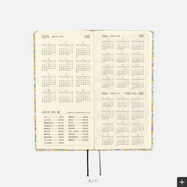 Sale! Hobonichi Techo 2025 Liberty Fabrics: Paysanne Blossom Weeks Hardcover Book / Weekly Horizontal / January start / Monday start - English Edition