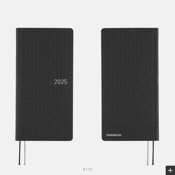 Hobonichi Techo 2025 Paper Series: Black Gingham Weeks Hardcover Book / Weekly Horizontal / January start / Monday start - English Edition