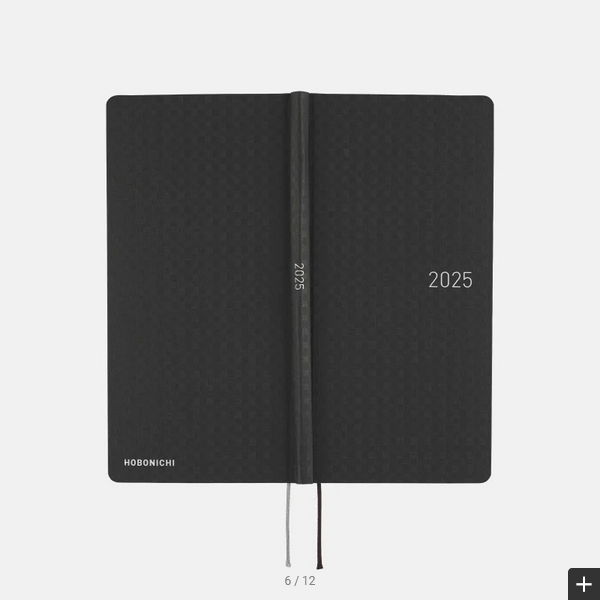 Hobonichi Techo 2025 Paper Series: Black Gingham Weeks Hardcover Book / Weekly Horizontal / January start / Monday start - English Edition