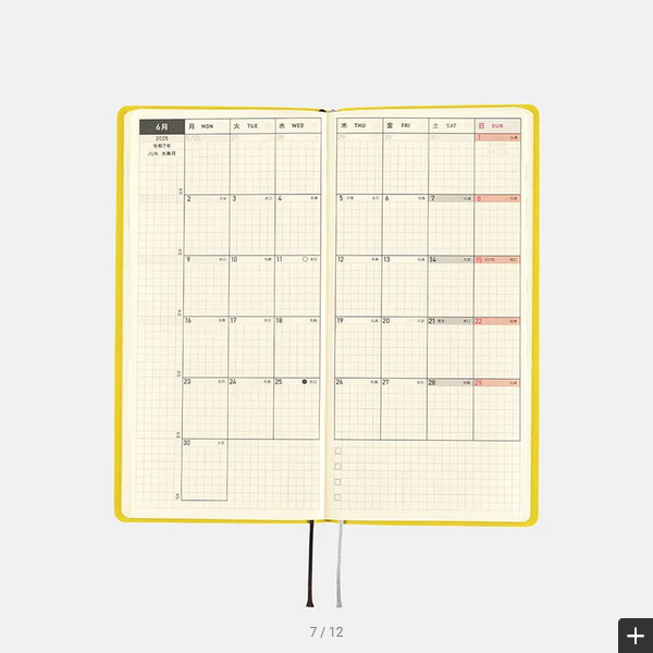 Sale! Hobonichi Techo 2025 Smooth: Mustard Weeks Softcover Book / Weekly Horizontal / January start / Monday start - English Edition