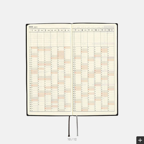 Sale! Hobonichi Techo 2025 White Line: Black Weeks Softcover Book / Weekly Horizontal / January start / Monday start - English Edition