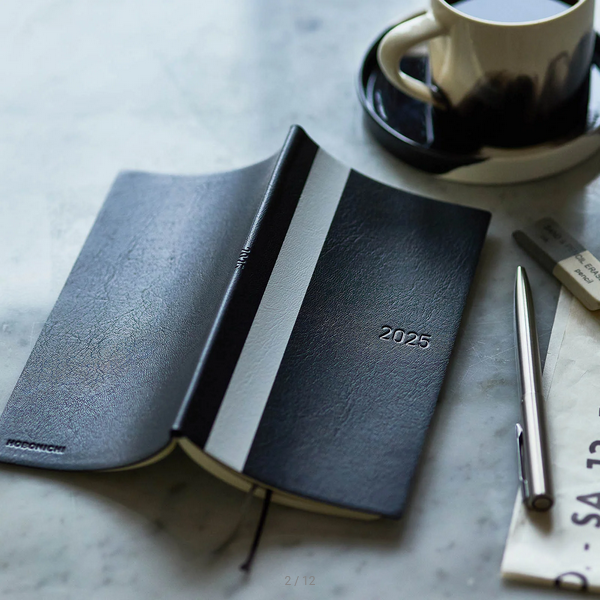 Sale! Hobonichi Techo 2025 White Line: Black Weeks Softcover Book / Weekly Horizontal / January start / Monday start - English Edition