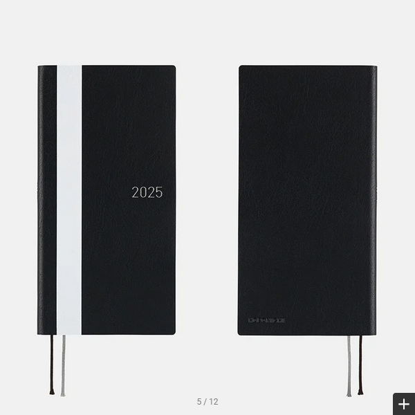 Sale! Hobonichi Techo 2025 White Line: Black Weeks Softcover Book / Weekly Horizontal / January start / Monday start - English Edition