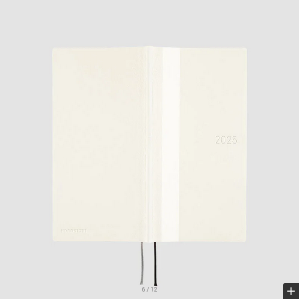 Hobonichi Techo 2025 White Line: Ivory Weeks Softcover Book / Weekly Horizontal / January start / Monday start - English Edition