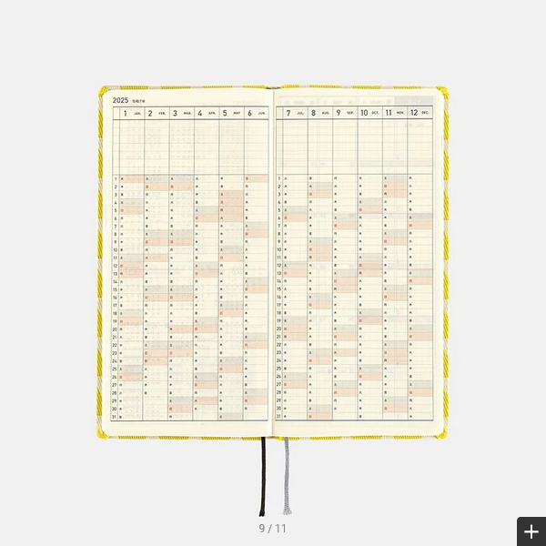 Hobonichi Techo 2025 yuge fabric farm: Fish Scale Crest Weeks Hardcover Book / Weekly Horizontal / January start / Monday start - English Edition