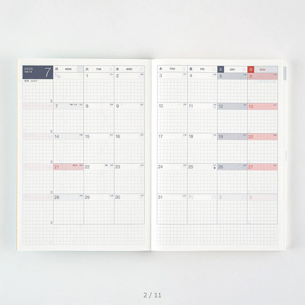 Hobonichi Techo 2025 Cousin Avec Book (July Start) A5 Size / Daily Single 6-month book / Jul start / Mon start