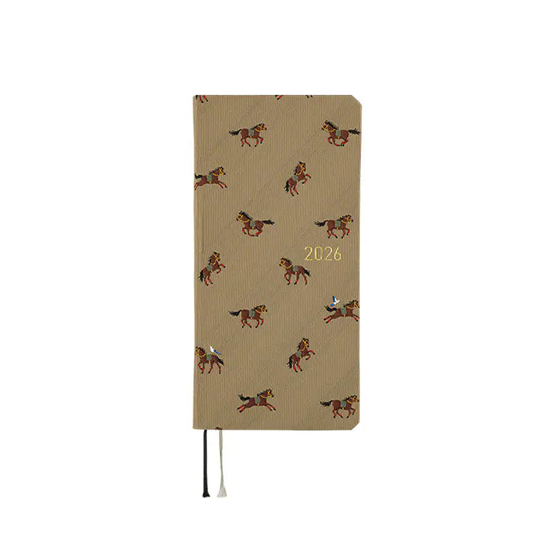 PRE-ORDER Hobonichi Techo 2026 Bow & Tie: Galloping Horses Weeks Hardcover Book / Weekly Horizontal / Jan start / Mon start - English Edition