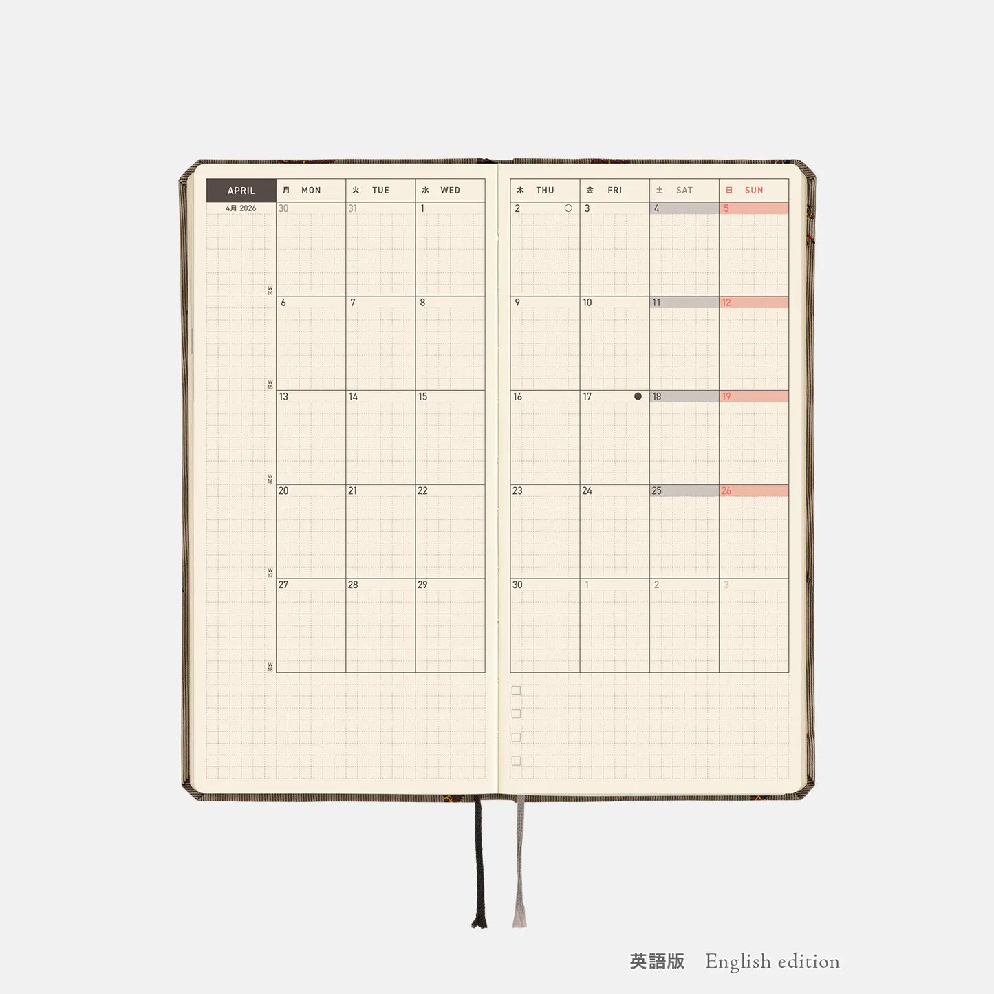 PRE-ORDER Hobonichi Techo 2026 Bow & Tie: Galloping Horses Weeks Hardcover Book / Weekly Horizontal / Jan start / Mon start - English Edition