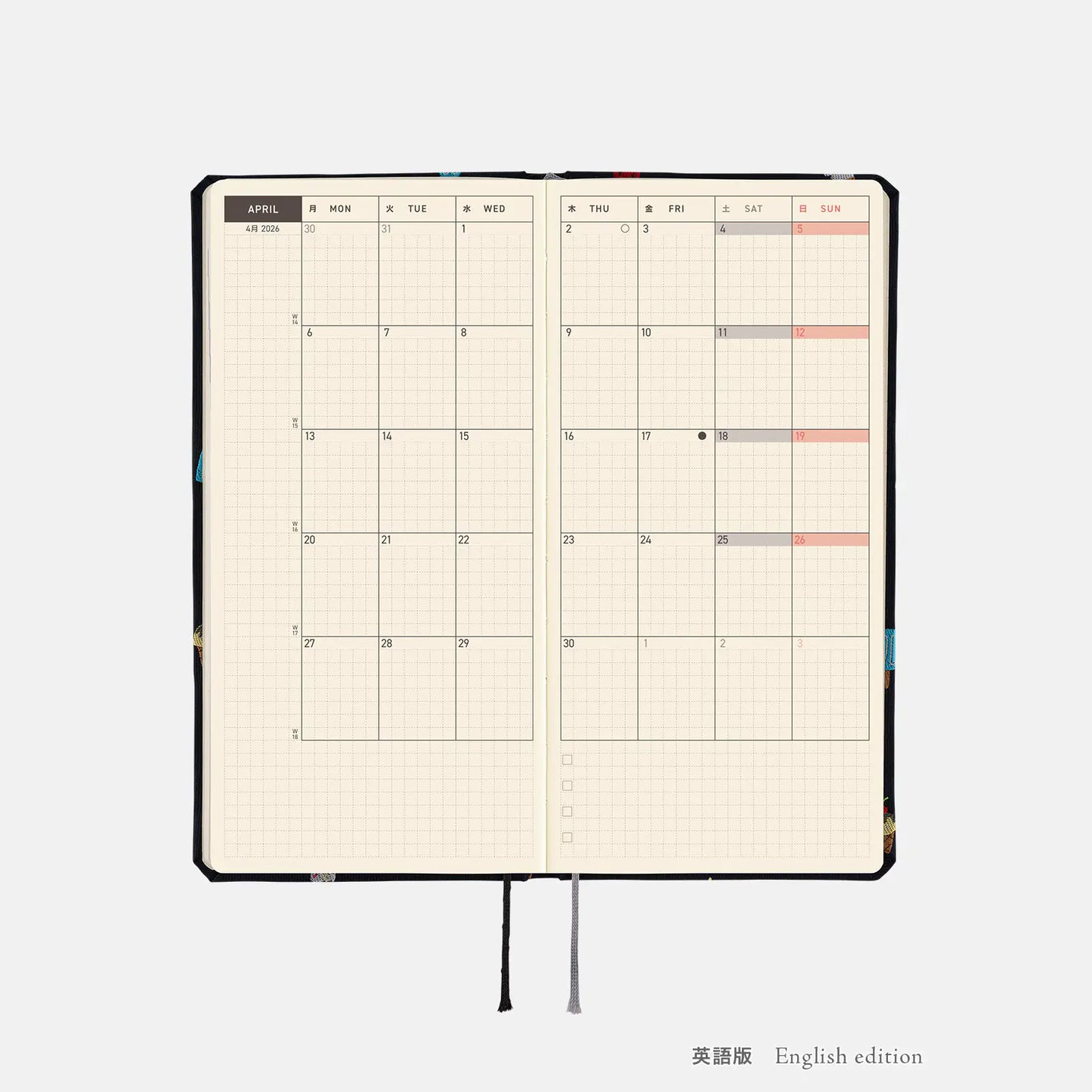 PRE-ORDER Hobonichi Techo 2026 Bow & Tie: Happy Ice Cream Weeks Hardcover Book / Weekly Horizontal / Jan start / Mon start - English Edition