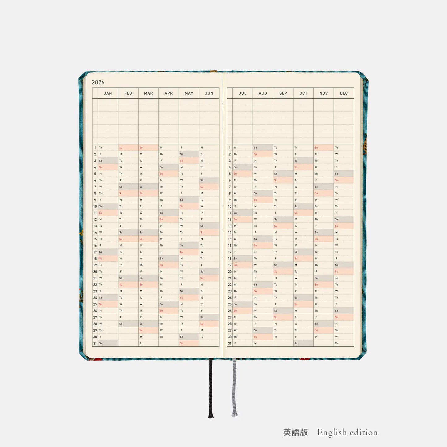 PRE-ORDER Hobonichi Techo 2026 Bow & Tie: In the Forest Weeks Hardcover Book / Weekly Horizontal / Jan start / Mon start - English Edition