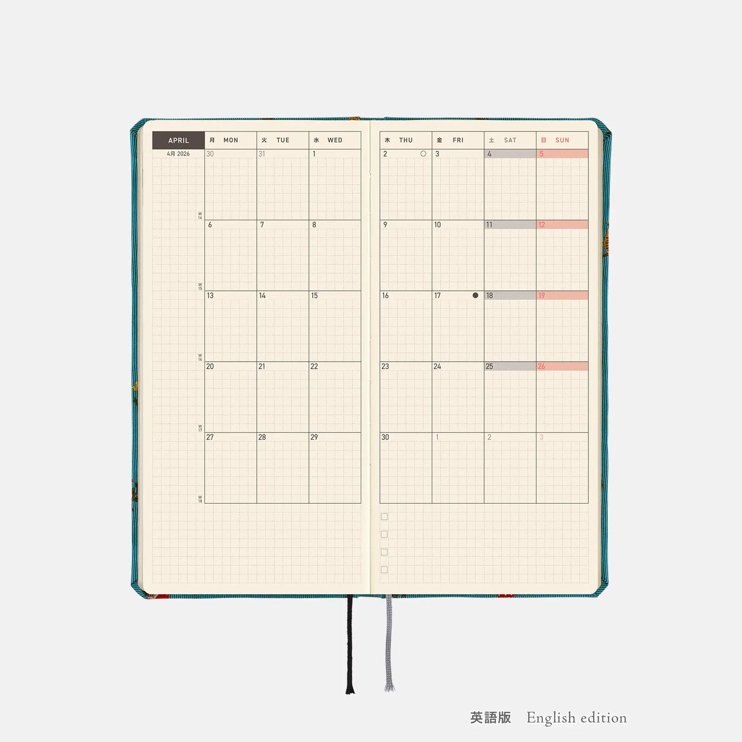 PRE-ORDER Hobonichi Techo 2026 Bow & Tie: In the Forest Weeks Hardcover Book / Weekly Horizontal / Jan start / Mon start - English Edition