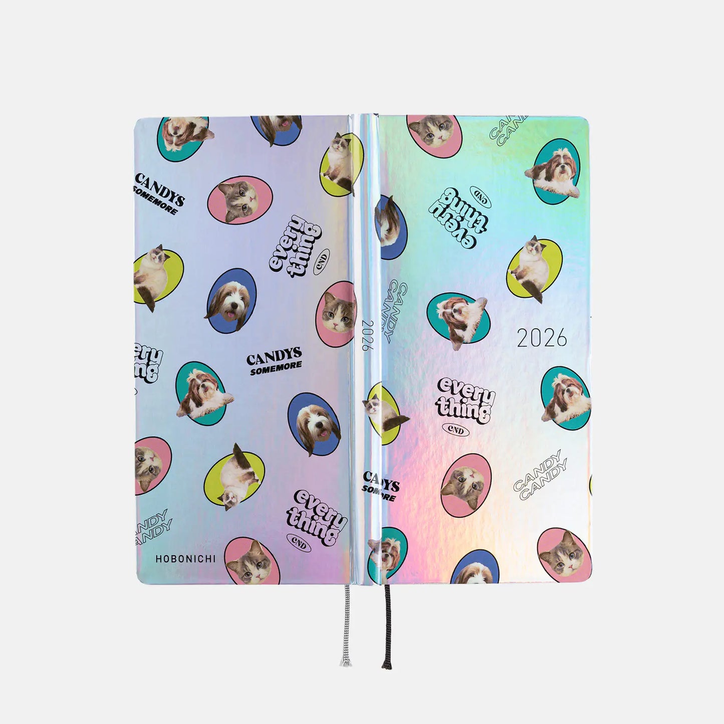 PRE-ORDER Hobonichi Techo 2026 Candy Stripper: Random Dog & Cat (Aurora) Weeks Hardcover Book / Weekly Horizontal / Jan start / Mon start - English Edition