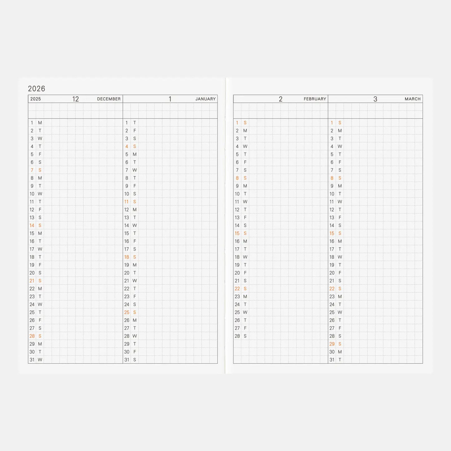 PRE-ORDER Hobonichi Techo 2026 English Planner Book (January Start) A6 Size / Daily / Jan start / Mon start - English Edition