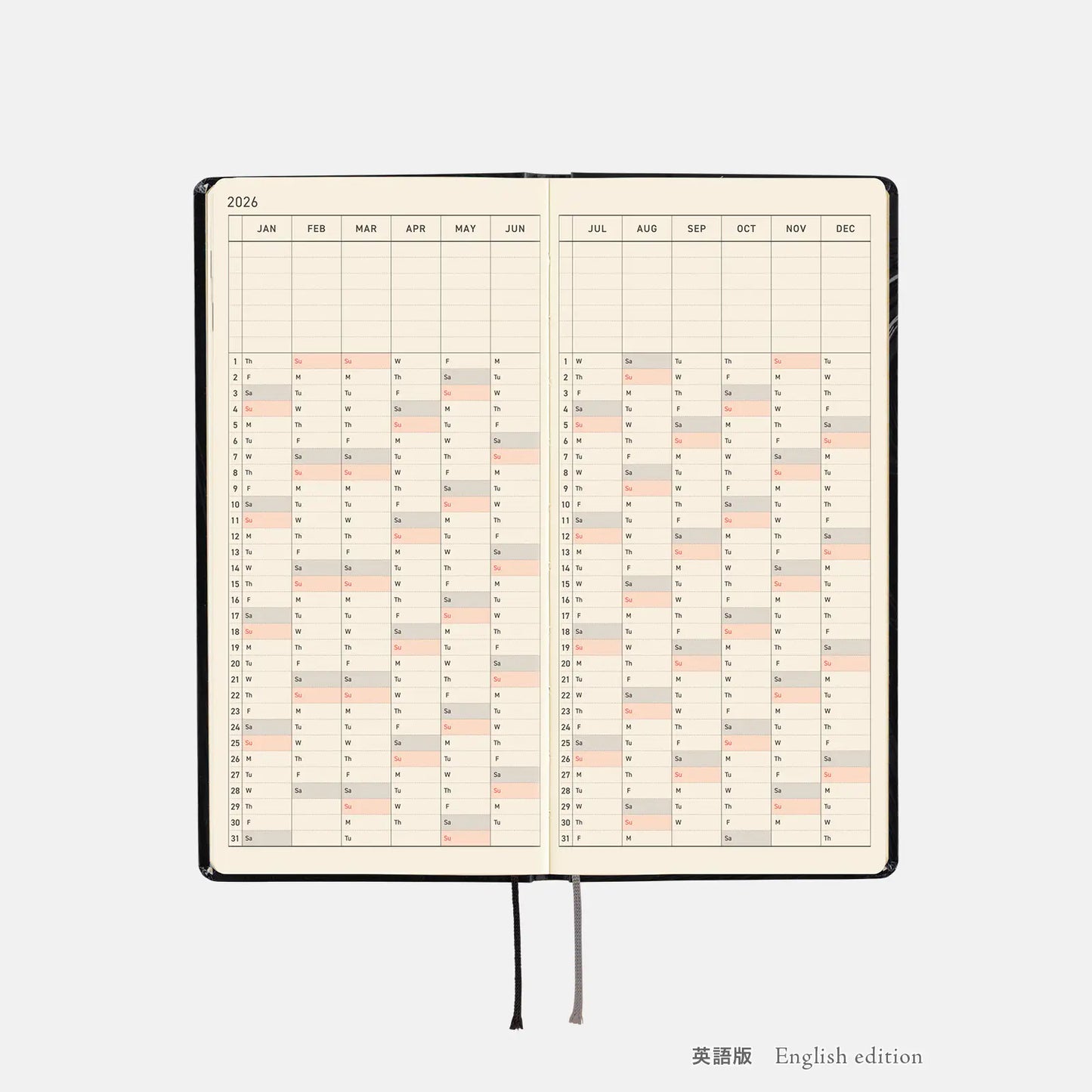 PRE-ORDER Hobonichi Techo 2026 Junji Ito: Tomie - Haunting Beauty Weeks Hardcover Book / Weekly Horizontal / Jan start / Mon start - English Edition