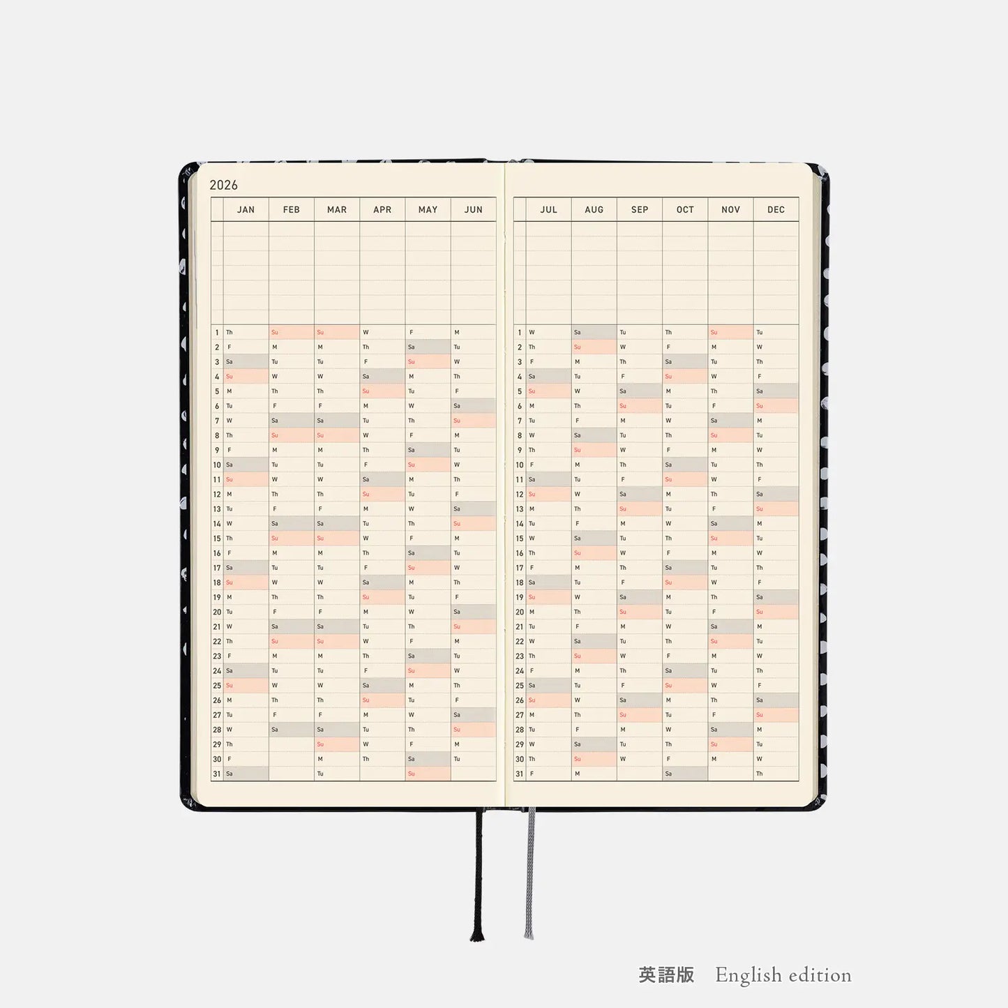 PRE-ORDER Hobonichi Techo 2026 Makoto Matsubayashi: Dot Weeks Hardcover Book / Weekly Horizontal / Jan start / Mon start - English Edition