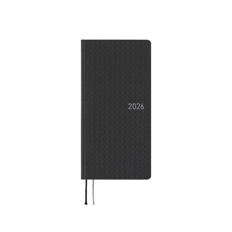 PRE-ORDER Hobonichi Techo 2026 Paper Series: Black Gingham Weeks Hardcover Book / Weekly Horizontal / Jan start / Mon start - English Edition