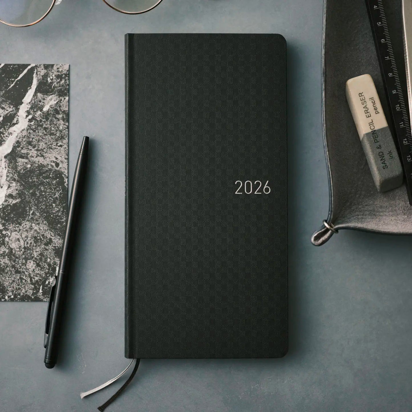PRE-ORDER Hobonichi Techo 2026 Paper Series: Black Gingham Weeks Hardcover Book / Weekly Horizontal / Jan start / Mon start - English Edition