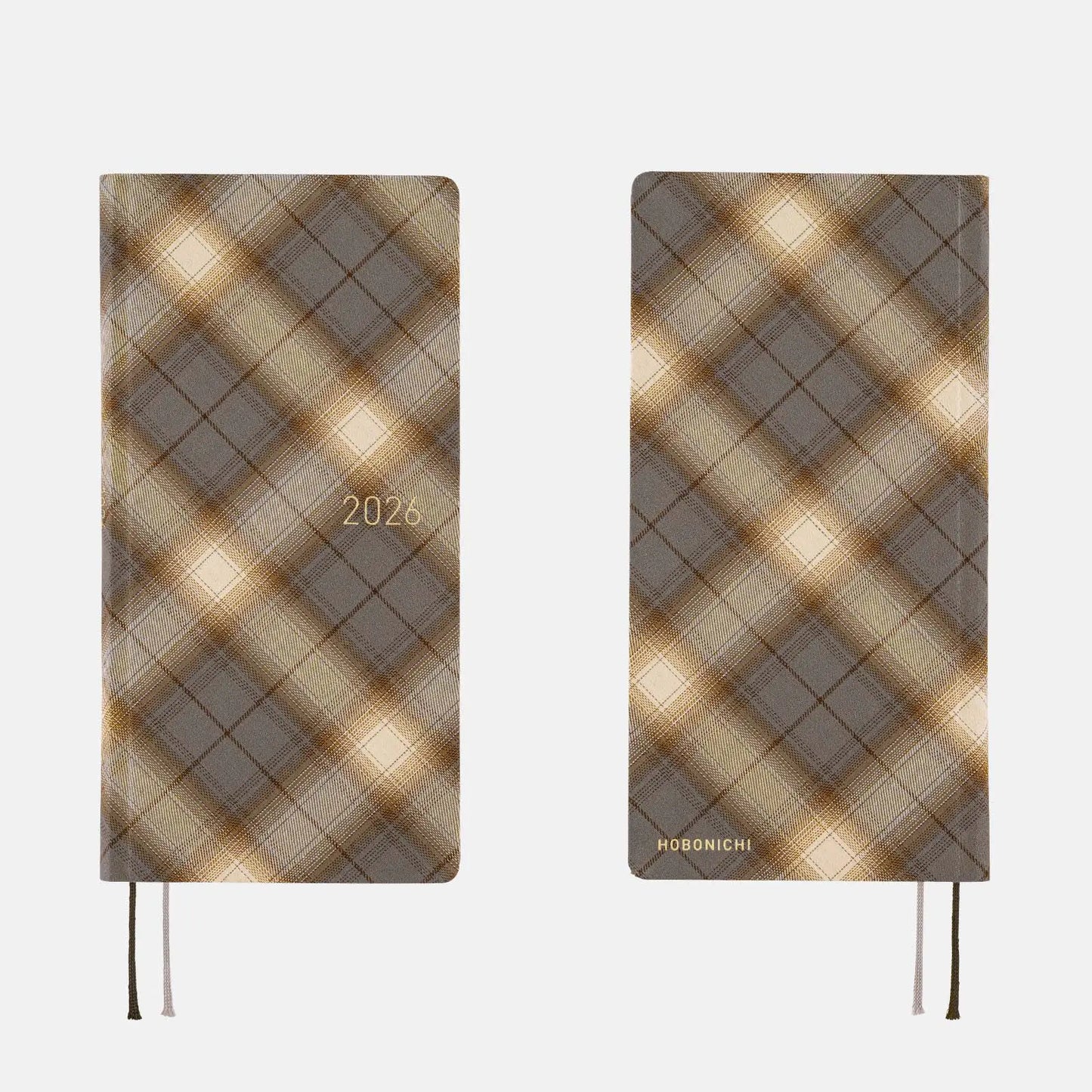 PRE-ORDER Hobonichi Techo 2026 Shirt Fabric: Foggy Plaid Weeks Hardcover Book / Weekly Horizontal / Jan start / Mon start - English Edition