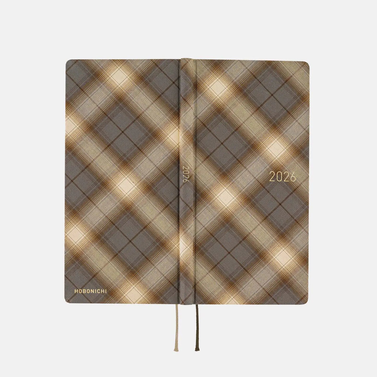 PRE-ORDER Hobonichi Techo 2026 Shirt Fabric: Foggy Plaid Weeks Hardcover Book / Weekly Horizontal / Jan start / Mon start - English Edition