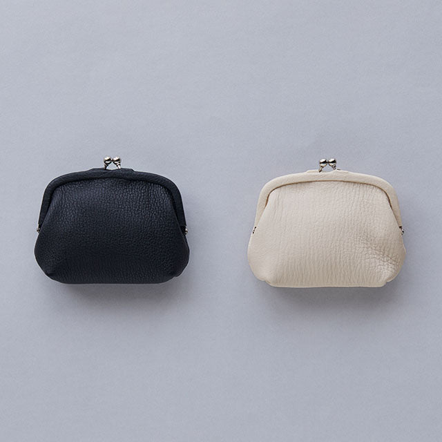 Deer Leather Clasp Coin Purse - Black Color - , Change Purse, Japanese Gamaguchi Coin Purse
