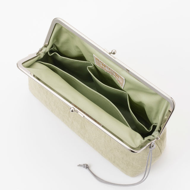 Linen Clasp Pouch - Large Size / Light Green Color - , Cosmetic Pouch, Makeup Pouch, Japanese Gamaguchi Pouch, Travel Toiletry Pouch, Stationery Pouch, Bag organizer, Bag in Bag