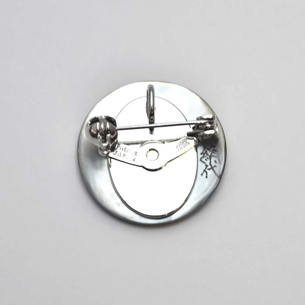 Maki-e Urushi Lacquer Brooch - Black Lip Oyster Pearl Shell / Flowing / Blue -, Traditional Japanese Urushi Lacquer Jewelry