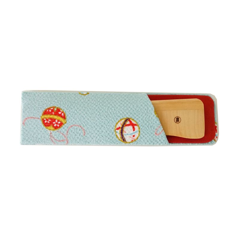 Japanese Akane (Madder) Comb with Chirimen (Crepe Fabric) Case , Handmade in Kyoto, Japan, Japanese traditional hair comb