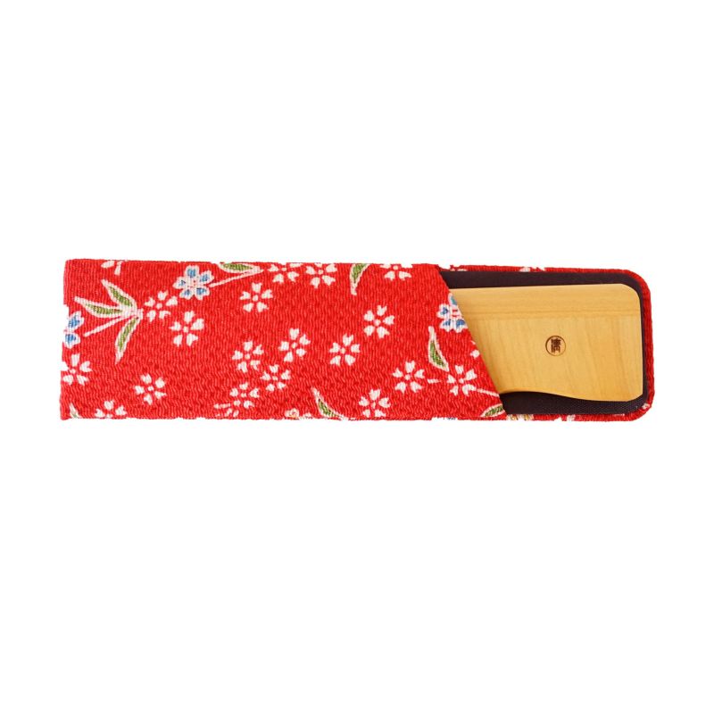 Japanese Akane (Madder) Comb with Chirimen (Crepe Fabric) Case , Handmade in Kyoto, Japan, Japanese traditional hair comb