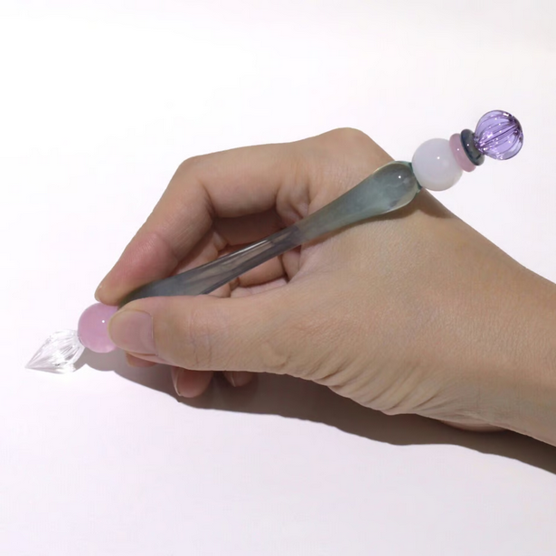 Japanese Glass Dip Pen - Crown / Light Blue - , Gifts for Writers