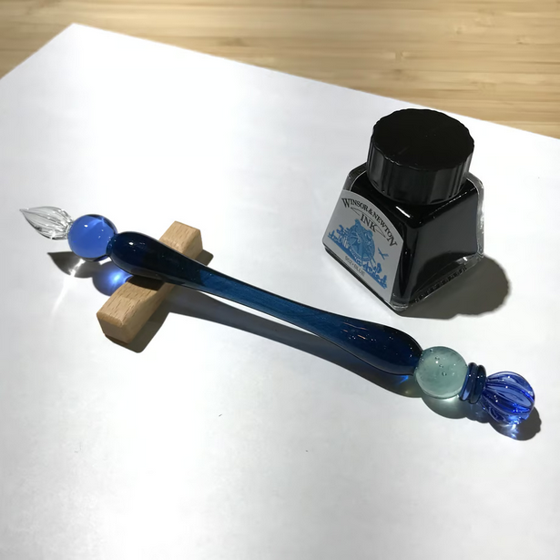 Japanese Glass Dip Pen - Crown / Navy - , Gifts for Writers