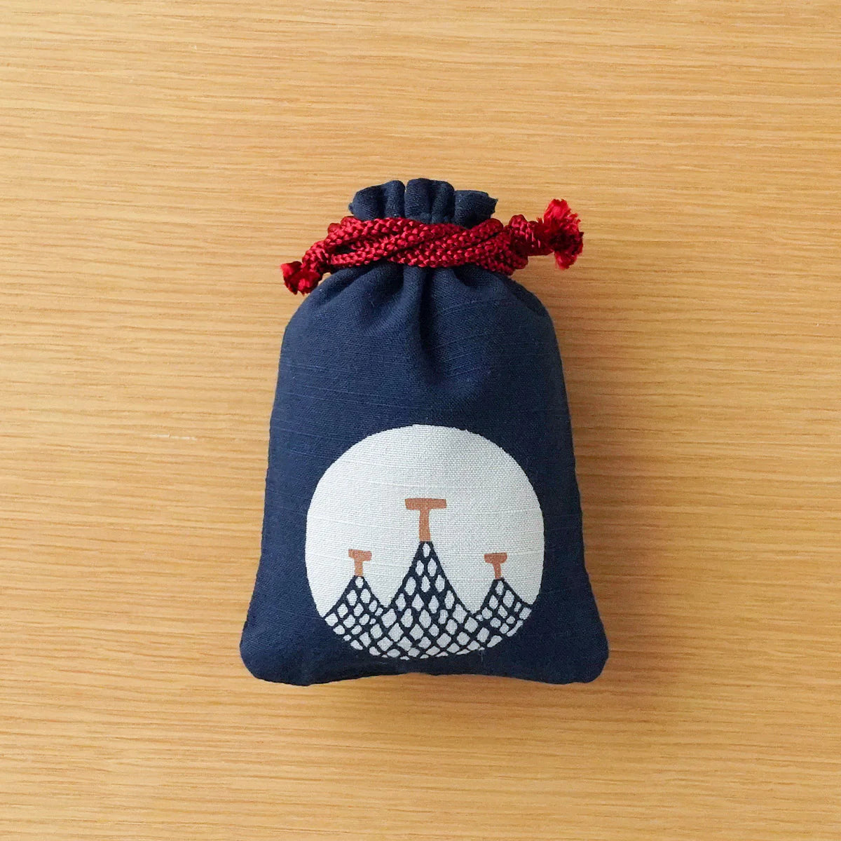 Katazome Small Talisman Bag - Fishing Net -, Drawstring Pouch, Japanese traditional craft bag