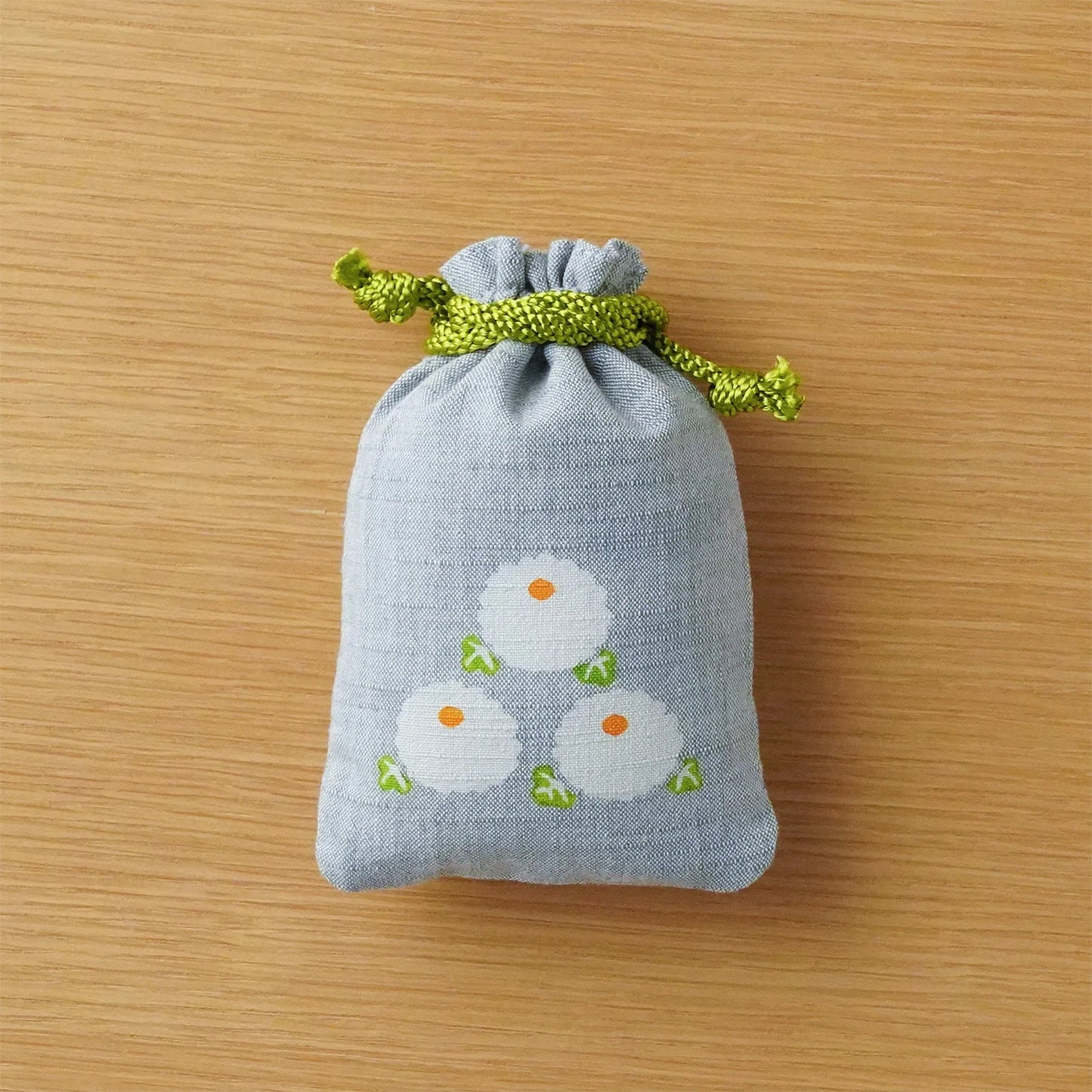 Katazome Small Talisman Bag - Chrysanthemum -, Drawstring Pouch, Japanese traditional craft bag