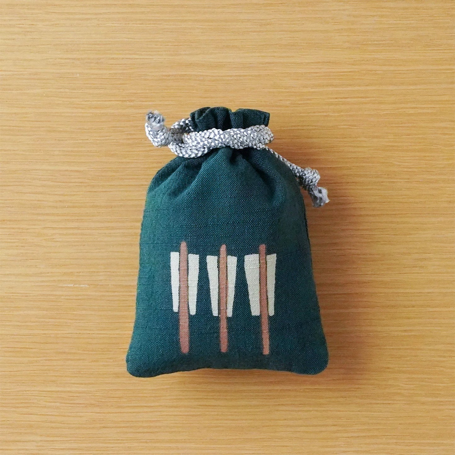 Katazome Small Talisman Bag - Three Folding Fans -, Drawstring Pouch, Japanese traditional craft bag